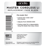 Andis Master Cordless Li Replacement Fade Blade, Carbon Steel Size 00000-000 #74045